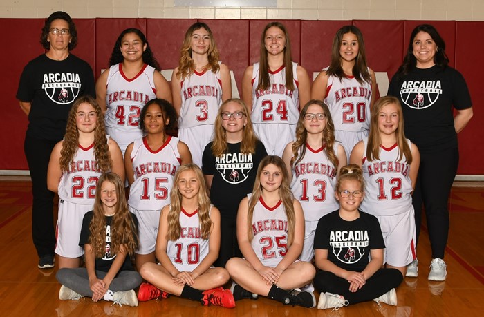 2022-23 Arcadia Lady Redskins 8th Grade Basketball Team Photo
