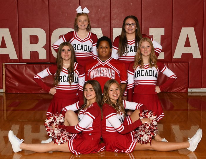 2022-23 Arcadia Redskins Middle School Basketball Cheerleaders Squad Photo