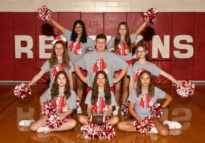 Arcadia Redskins 2022 Varsity Football Cheerleaders Squad Photo