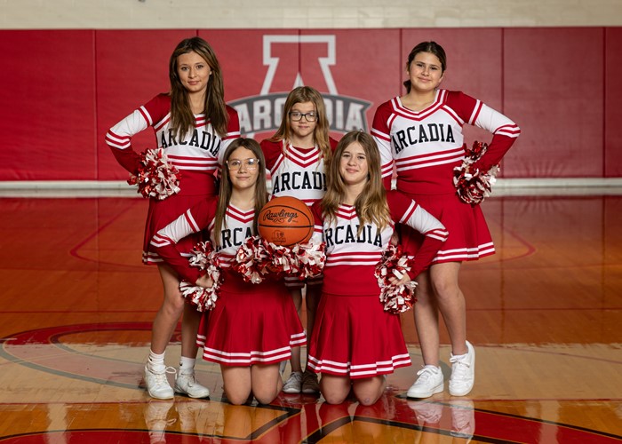 2022-23 Arcadia Redskins Middle School Basketball Cheerleaders Squad Photo