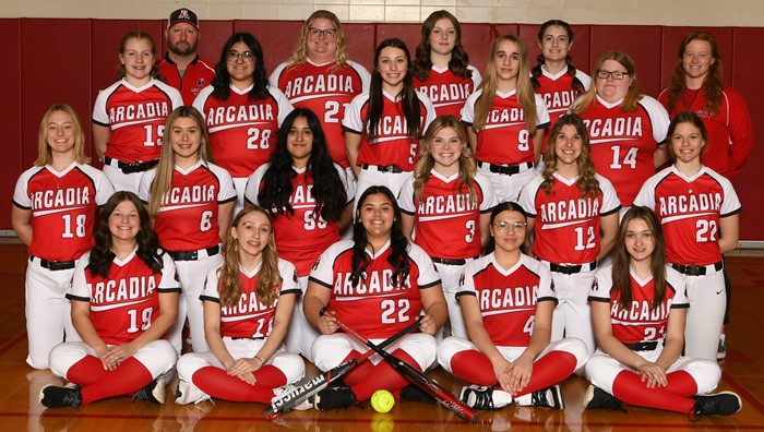 2022-23 Arcadia Redskins Varsity Softball Team Photo