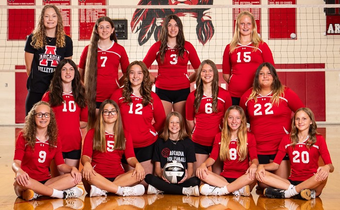 2023 Arcadia Redskins Middle School Volleyball Team Photo